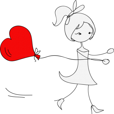 Девочка с сердечком рисунок