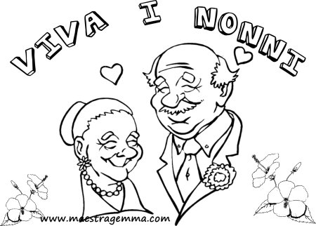 Раскраска бабушка и дедушка