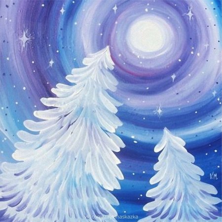 Правополушарное рисование елка Новогодняя