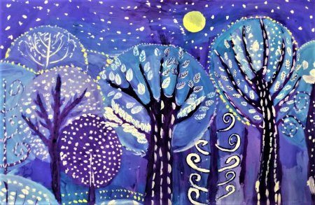 Новогодняя композиция гуашью