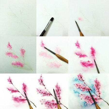Рисование для начинающих цветов акварелью