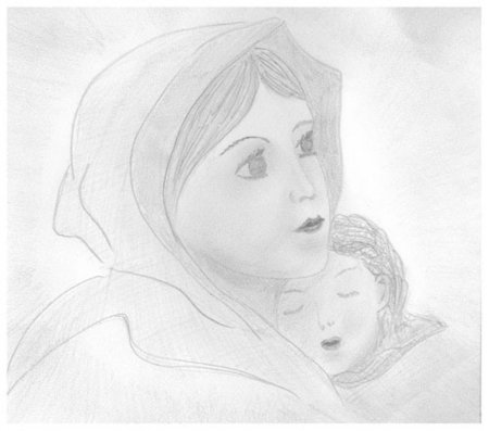 Зарисовка мама карандашом