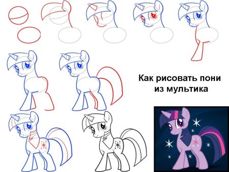 Поэтапный рисунок пони