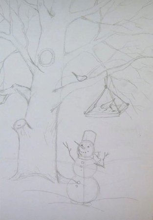 Детские зимние рисунки карандашом