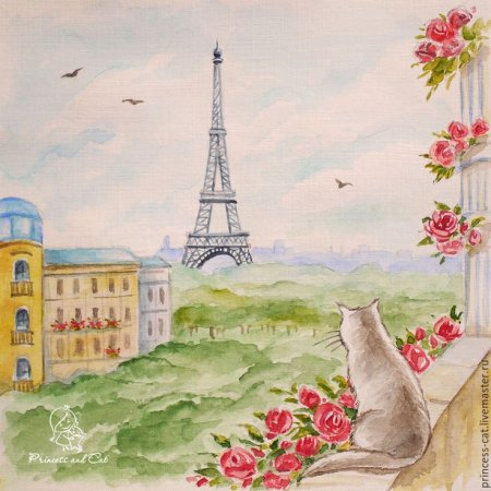 Париж цветными карандашами