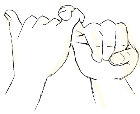 Рука в руке карандашом