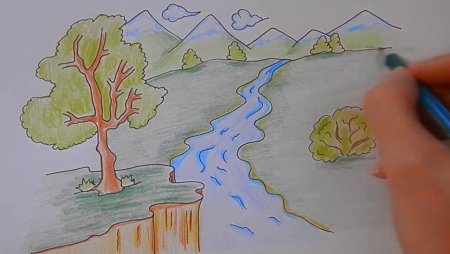 Летний пейзаж карандашом
