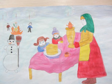 Нарисовать чучело на Масленицу