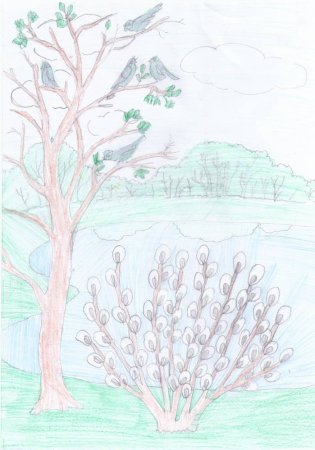 Рисование весеннего пейзажа