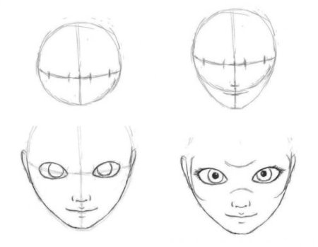 Поэтапные рисунки для срисовки лица