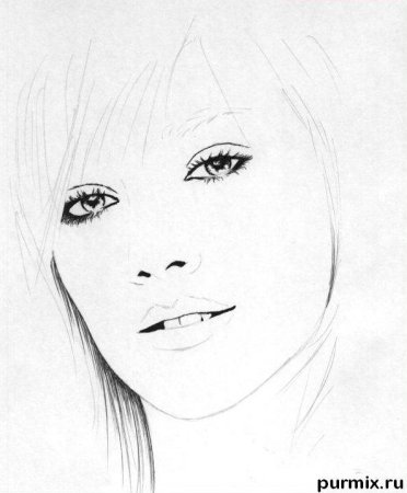 Рисунок лица девушки простой