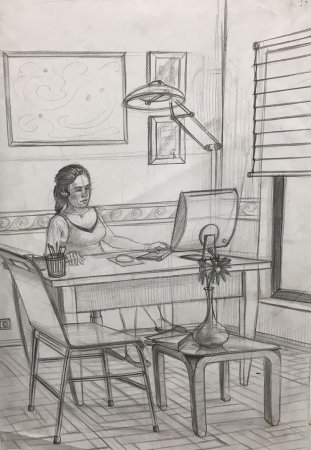 Сюжетная композиция карандашом