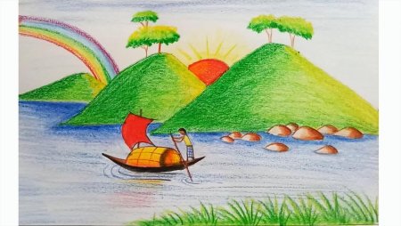 Летний пейзаж рисунок