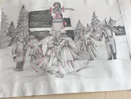 Масленица рисунок карандашом