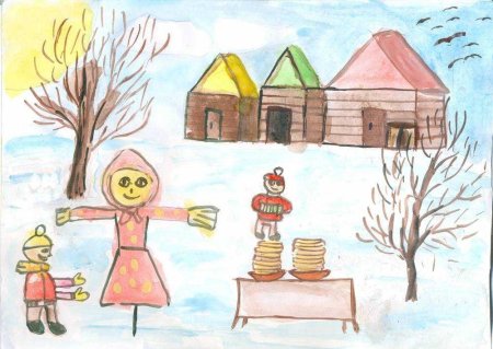 Масленица рисунок в школу