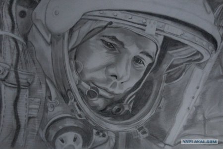 Юрий Гагарин космонавт акварелью