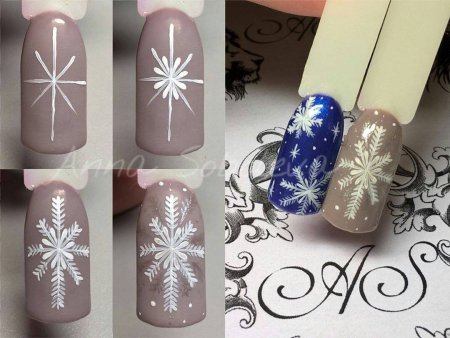Рисунок елочки на ногтях