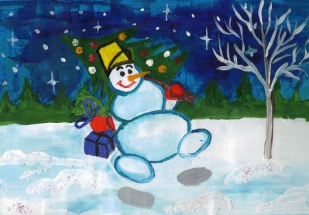 Детские рисунки зима