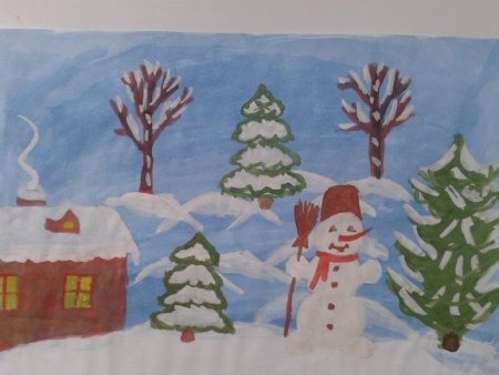 Детские рисунки на тему зима