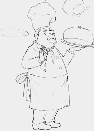 Женщина повар рисованная
