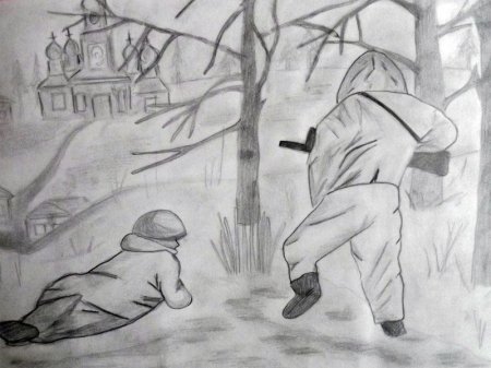 Танк в городе рисунок