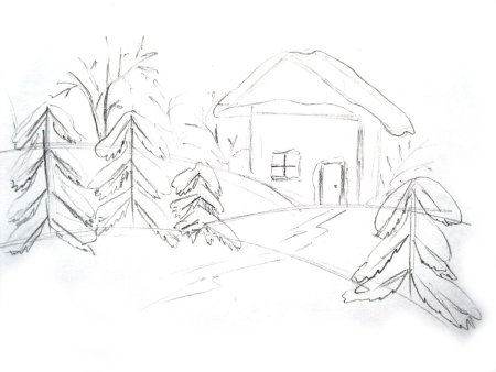 Зимний пейзаж набросок