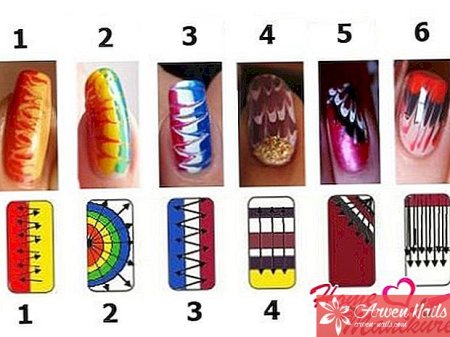 Рисунки на ногтях иголкой