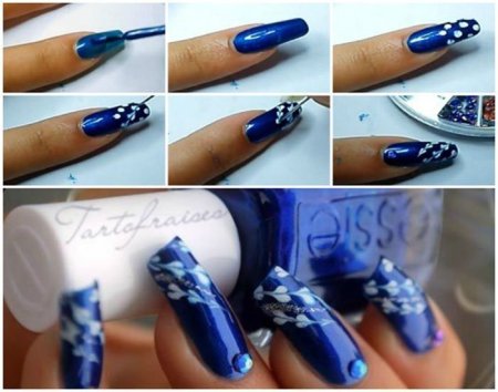 Узоры на ногтях иголкой