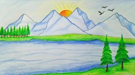 Пейзаж карандашом легкий