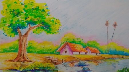 Летний пейзаж карандашом