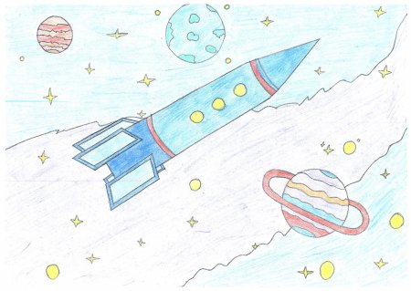 Детские рисунки на тему космос