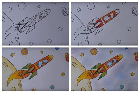 Детский рисунок на тему космос