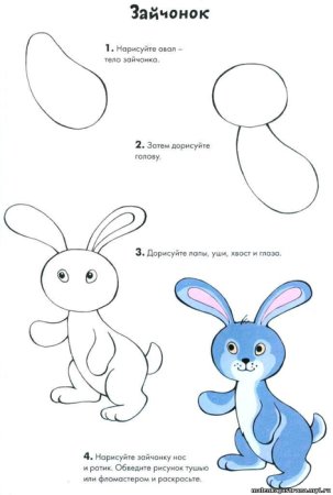 Поэтапное рисование зайца