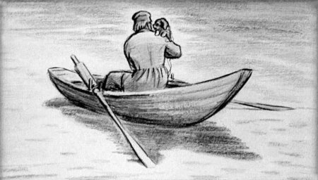 Герасим и Муму в лодке картина