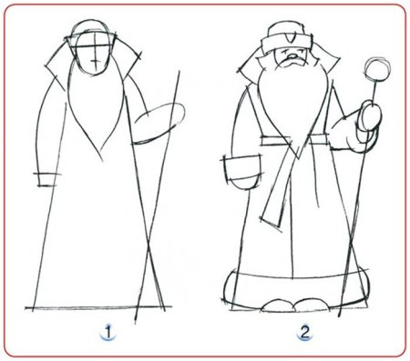 Схема рисования Деда Мороза