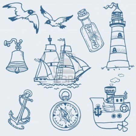 Морские элементы рисунок