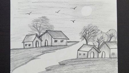 Пейзаж карандашом легкий