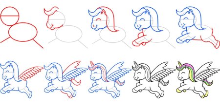 Поэтапное рисование единорога