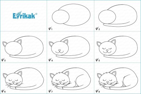 Схема рисования котенка для детей