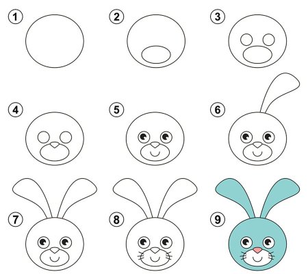 Поэтапное рисование зайца для дошкольников