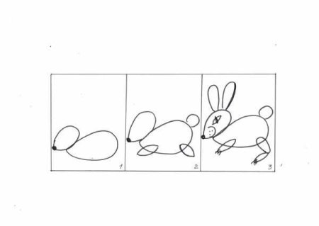 Схемы рисования зайчика для малышей