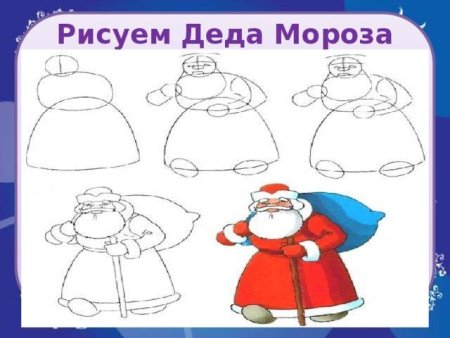 Схема рисования Деда Мороза