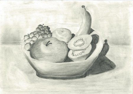 Натюрморт с фруктами карандашом
