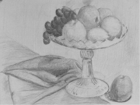 Ваза с фруктами карандашом