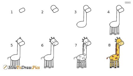 Поэтапное рисование жирафа для детей