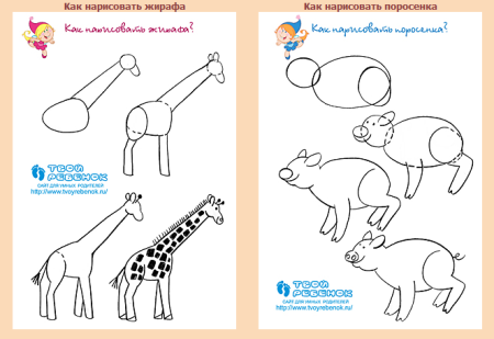 Рисование животных для детей