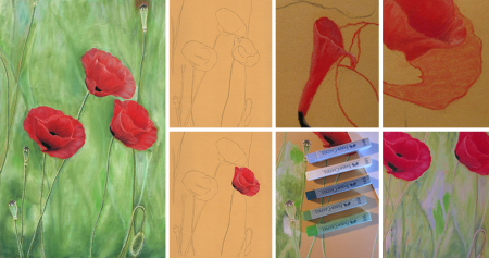 Рисуем маки пастелью поэтапно