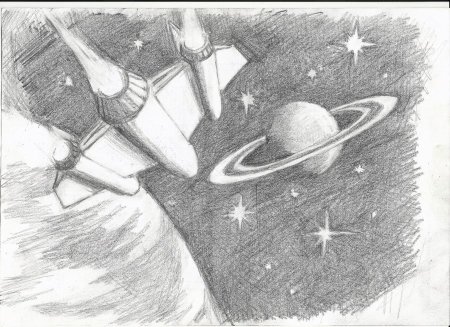 Космос рисунок карандашом