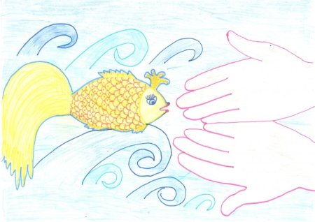 Сказка о рыбаке и рыбке детские рисунки