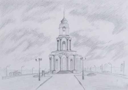 Знаменский собор Курск карандашом